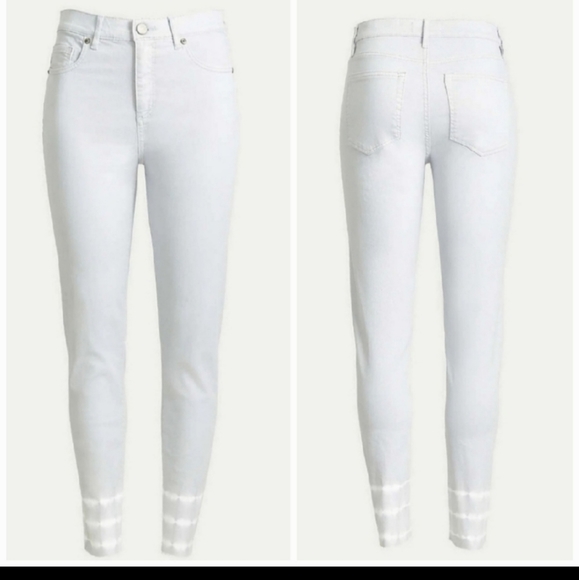 LOFT High Waist Skinny Crop Tie Dyed Ankle Gray Jeans - Picture 9 of 9